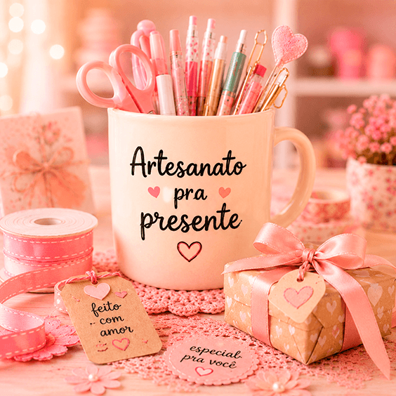 Ateliê Pra Criar com caneca e lousa inspiradora