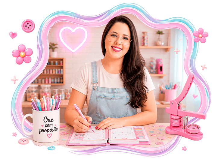 Paty Pegorin no ateliê criativo