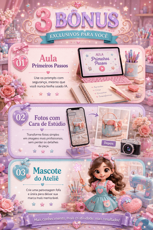 Ilustração dos bônus da Assistente Criativa